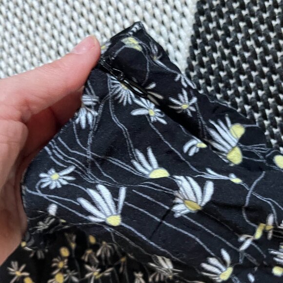 Tiered Handkerchief Midi Skirt in Black Ditsy Floral Daisy Print - Picture 7 of 7